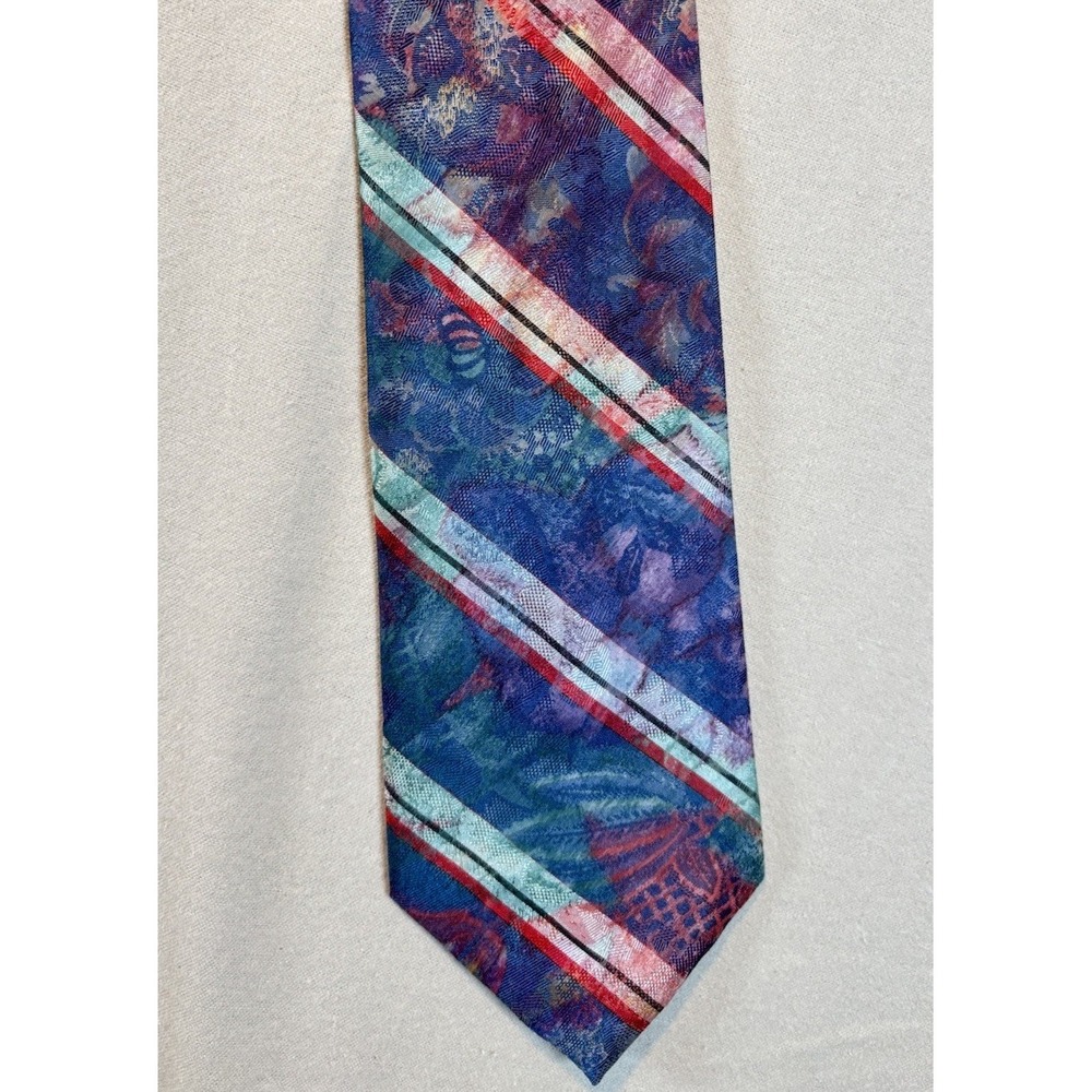 Oscar‎ De La Renta Studio Tie Abstract Multicolor Polyester Textures Vintage